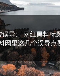 我差点被误导： 网红黑料标题太会写： 但黑料网里这几个误导点要先看