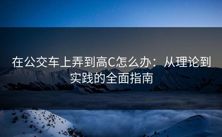 在公交车上弄到高C怎么办：从理论到实践的全面指南