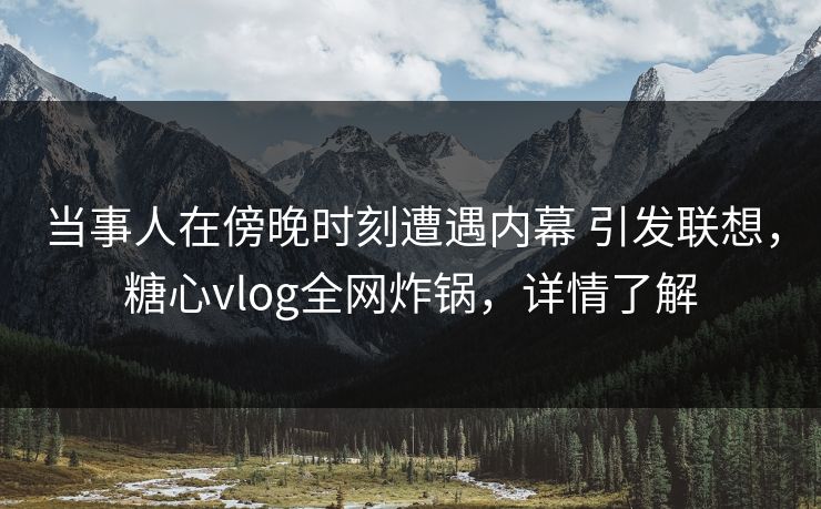 当事人在傍晚时刻遭遇内幕 引发联想，糖心vlog全网炸锅，详情了解